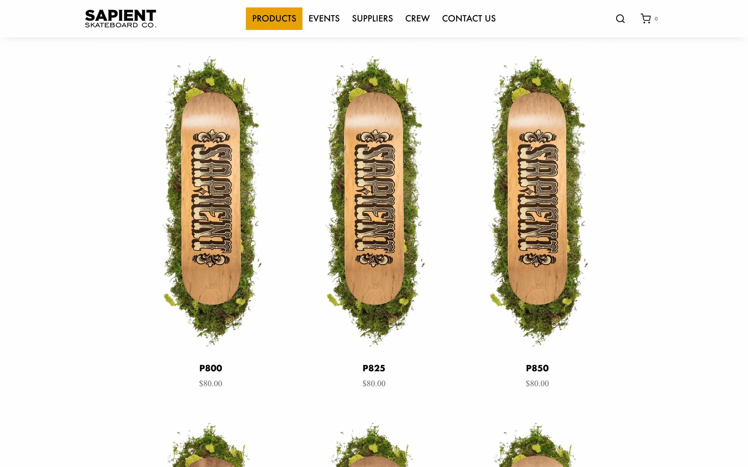 Sapient Skateboards homepage
