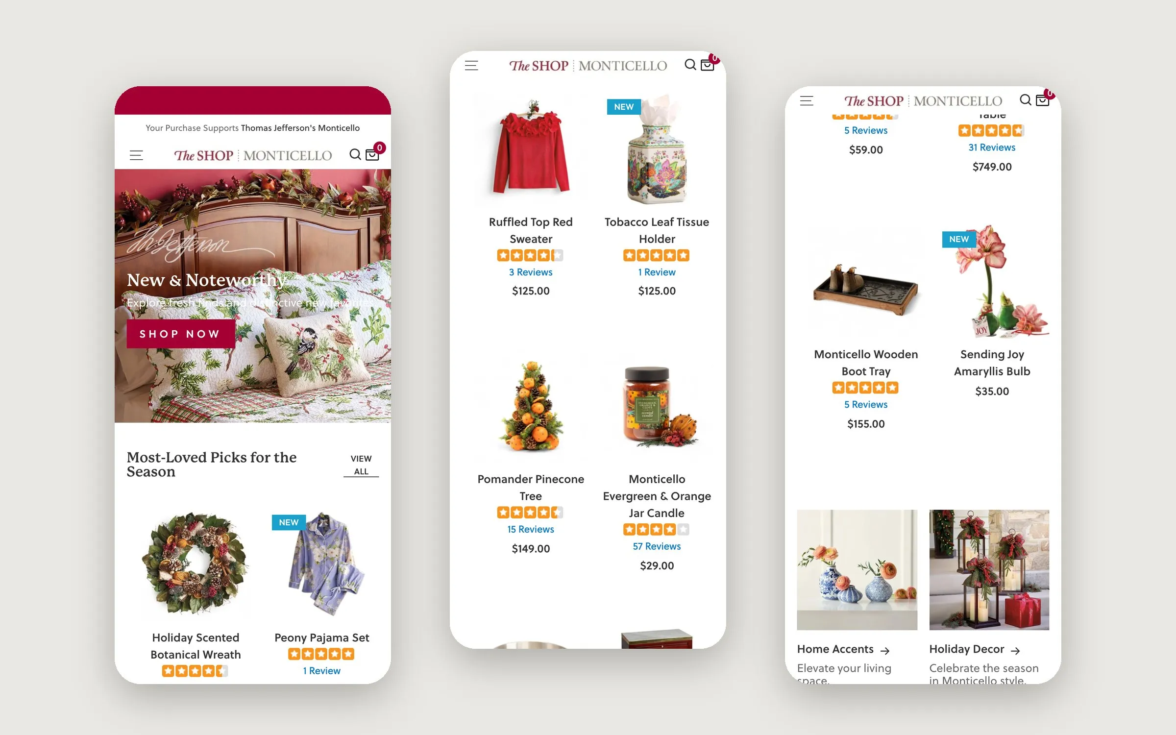 The Shop at Monticello on a phone